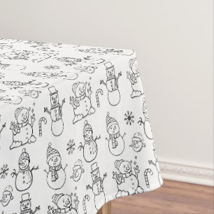 Nappe Bonhomme de neige Noël blanc rétro vintage festif