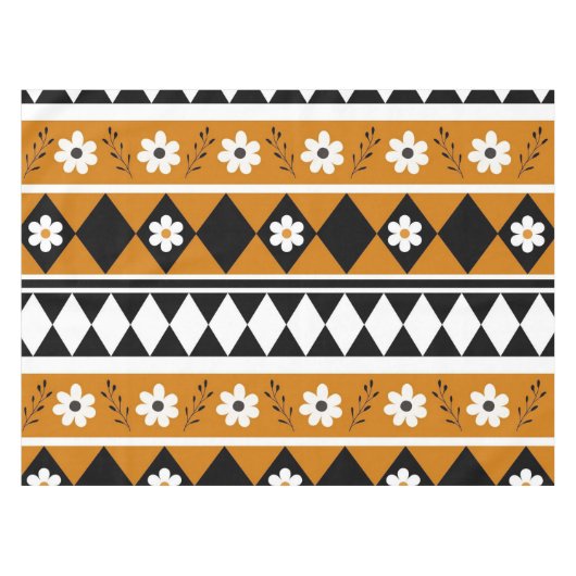 Nappe Bordure Fleur Diamant Boho Motif Floral (Devant (Horizontal))