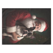 Nappe Boston Terrier avec Noël Festif du Père Noël (Devant (Horizontal))