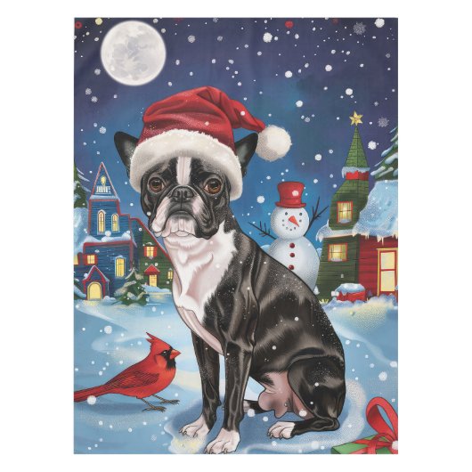 Nappe Boston Terrier Dog Winter Wonderland Noël Joie (Devant)