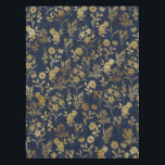 Nappe Botanical Gold Flowers Blue Pattern<br><div class="desc">Elegant golden delicate small garden flowers hand painting navy-blue design, featuring a collection of faux metallic gold and white roses, yellow gold daisies flowers with various golden leaf shapes greenery hand painting, on a dark blue, navy-blue color background. A special unique botanical nature floral art, great for a spring botanic...</div>