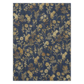 Nappe Botanical Gold Flowers Blue Pattern (Devant)