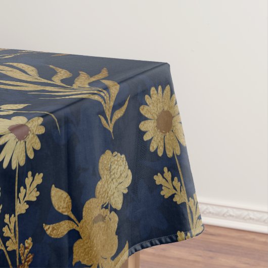 Nappe Botanical Gold Flowers Blue Pattern (In Situ)
