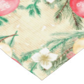 Nappe Boules de Noël rouges Boules d'or Grandes Fleurs b (Angle)