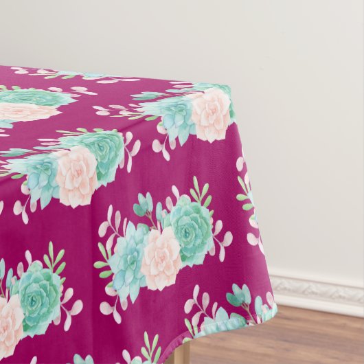 Nappe Bouquet de fleurs rose et vert Pastel sur Magenta  (In Situ)