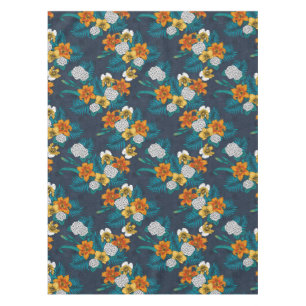 Nappe Bouquet tropical sur bleu