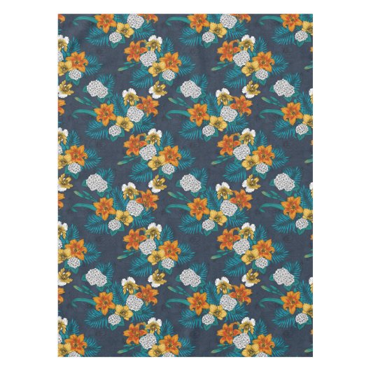Nappe Bouquet tropical sur bleu (Devant)