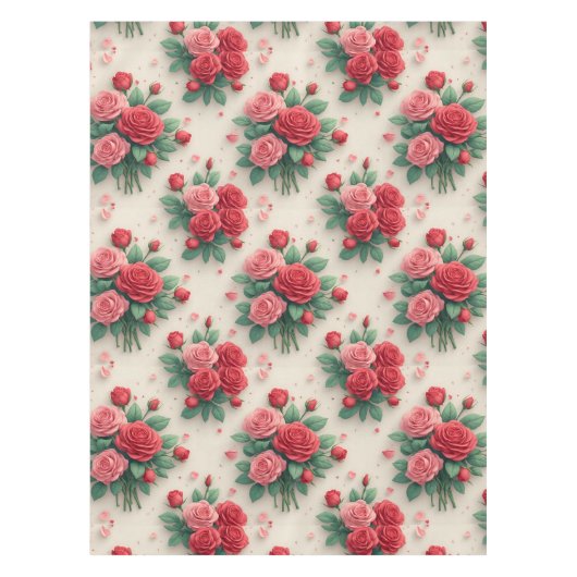 Nappe Bouquets de roses roses et rouges élégants (Devant)