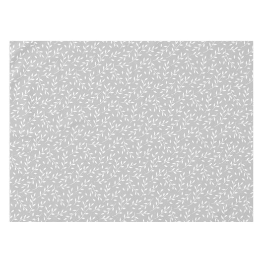 Nappe branches feuillues motif blanc sur gris ou TOUTE c (Devant (Horizontal))