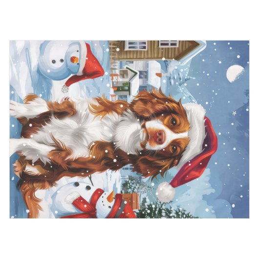 Nappe Brittany Spaniel Dog Winter Wonderland Noël (Devant (Horizontal))