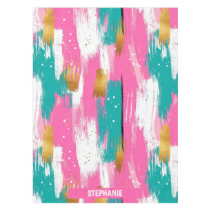 Nappe Brochures Abstraites colorées - Menthe et rose (3)