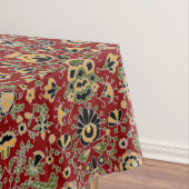 Nappe Broderie folle Jaune, Vert, Noir sur Rouge profond (In Situ)