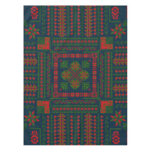 Nappe Broderie palestinienne Tatreez rouge vert 5 Motif