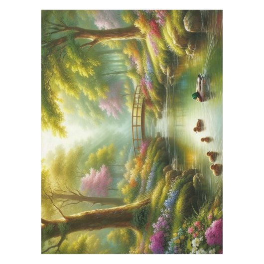 Nappe Brook de printemps avec canards/fleurs (Devant)