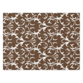 Nappe Brown foncé classique et blanc Damas Floral (Devant (Horizontal))