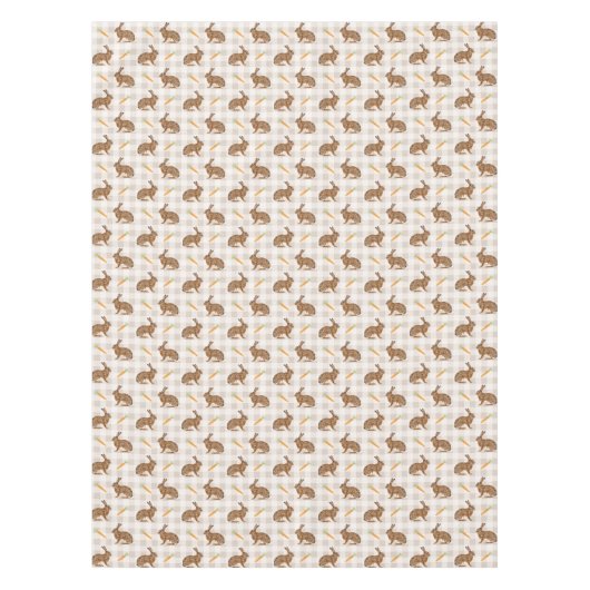 Nappe Brown Hare And Carrots Beige Pattern Cute Easter (Devant)