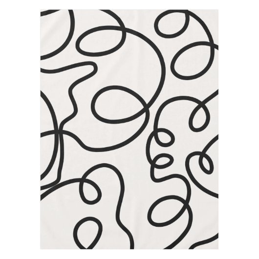 Nappe Brush Strokes De Ligne Minimale Moderne Noir Et Bl (Devant)