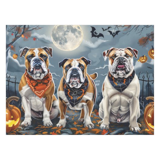 Nappe Bulldog Halloween Éffrayant (Devant (Horizontal))