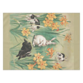 Nappe Bunnies mignons aux fleurs de jonquille Antique Pâ (Devant (Horizontal))