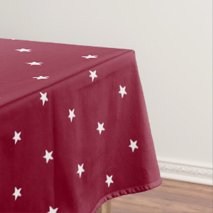 Nappe Burgundy & étoiles blanches modernes vacances moti