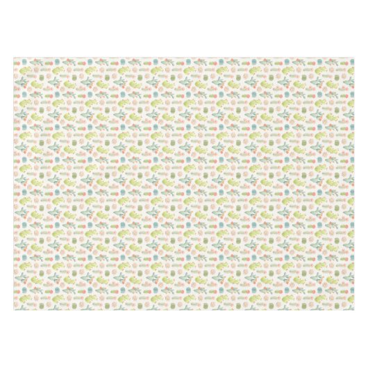 Nappe Cactus en pastel mou et motif succulent (Devant (Horizontal))