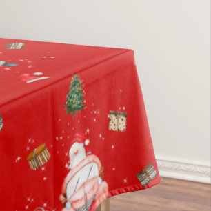 Nappe Cadeau de Noël rouge drôle de Santa heureux pour f