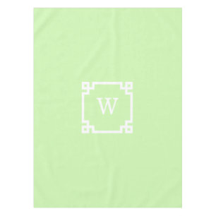 Nappe Cadre clé grecque blanche céleri #2 Monogramme ini