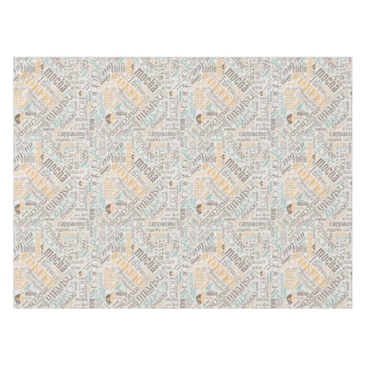 Nappe Café sur Burlap Word Cloud Turquoise ID283 (Devant (Horizontal))