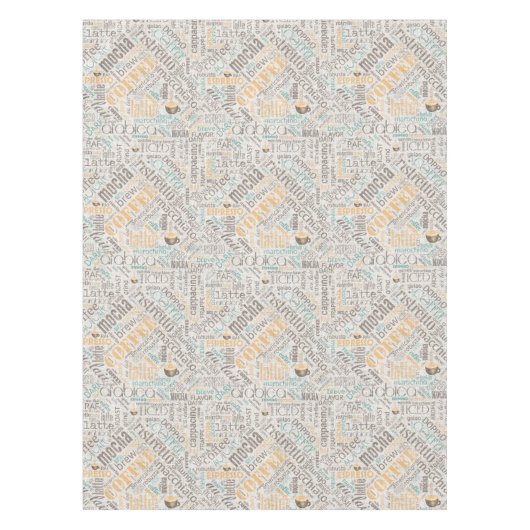 Nappe Café sur Burlap Word Cloud Turquoise ID283 (Devant)