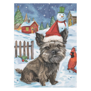 Nappe Cairn Terrier Chien Noël Merveilleux Hiver Joie de