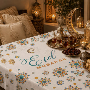 Nappe Calligraphie élégante Eid Mubarak Lune Étoiles