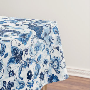 Nappe Campagne Rustique Ferme Bleu et Blanc Paisley