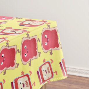 Nappe Caractères de dessins animés sur le pain et la con