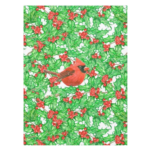 Nappe Cardinal et motif d'aquarelle de baie sainte (Devant)