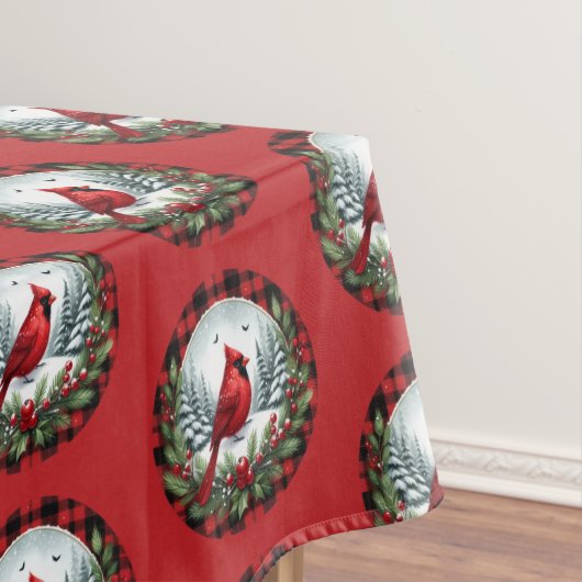 Nappe Cardinal rouge avec baies de houx (In Situ)