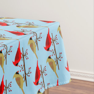 Nappe Cardinaux de Noël mignons et Baies rouges modélisé