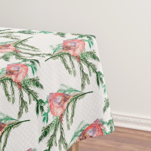 Nappe Cardinaux rouges sur les branches vertes Noël (In Situ)