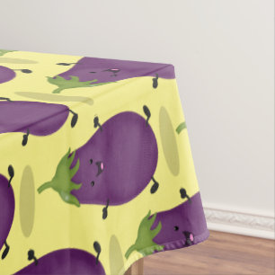 Nappe Caricature d'aubergine d'aubergine joliment heureu
