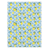 Nappe Carreau jaune citron aquarelle bleu (Devant)