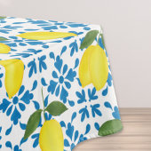 Nappe Carreau jaune citron aquarelle bleu