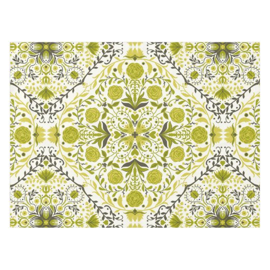 Nappe Carreaux de fleurs en vert (Devant (Horizontal))