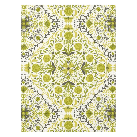Nappe Carreaux de fleurs en vert (Devant)