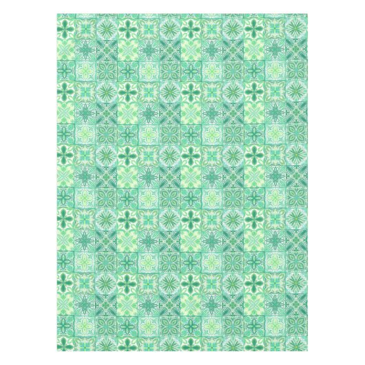 Nappe Carreaux décorés en vert et blanc (Devant)