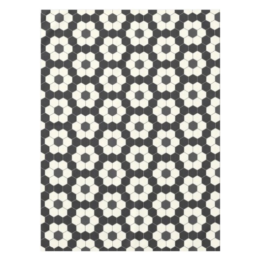 Nappe Carreaux hexagones géométriques noirs et blancs ré (Devant)