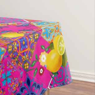Nappe Carreaux, mosaïque, azulejo, citrons, agrumes, ma