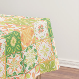Nappe Carreaux ornés en vert et jaune