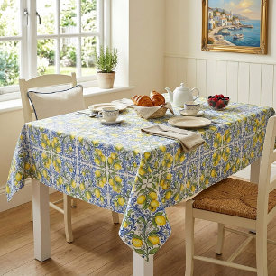 Nappe Carrelage bleu motif méditerranéen italien citron