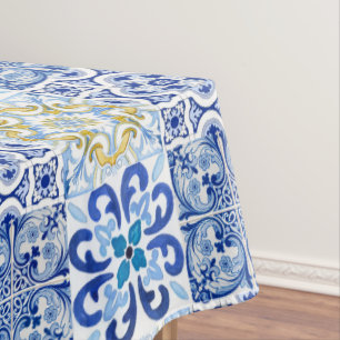Nappe Carrelage méditerranéen, majolica, style sicilien