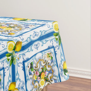 Nappe Carrelage méditerranéen, majolica, style sicilien