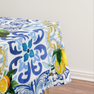 Nappe Carrelage méditerranéen, majolica, style sicilien